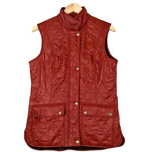 Barbour Wray Gilet Vest Womens 8 Deep Claret Diamond Quilted Fleece Lined Fitted